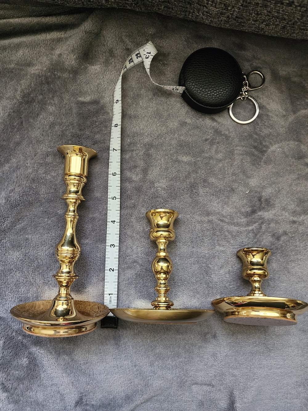 Elegant Gold Brass Candle Holders Set of 3 - Picture 5 of 6
